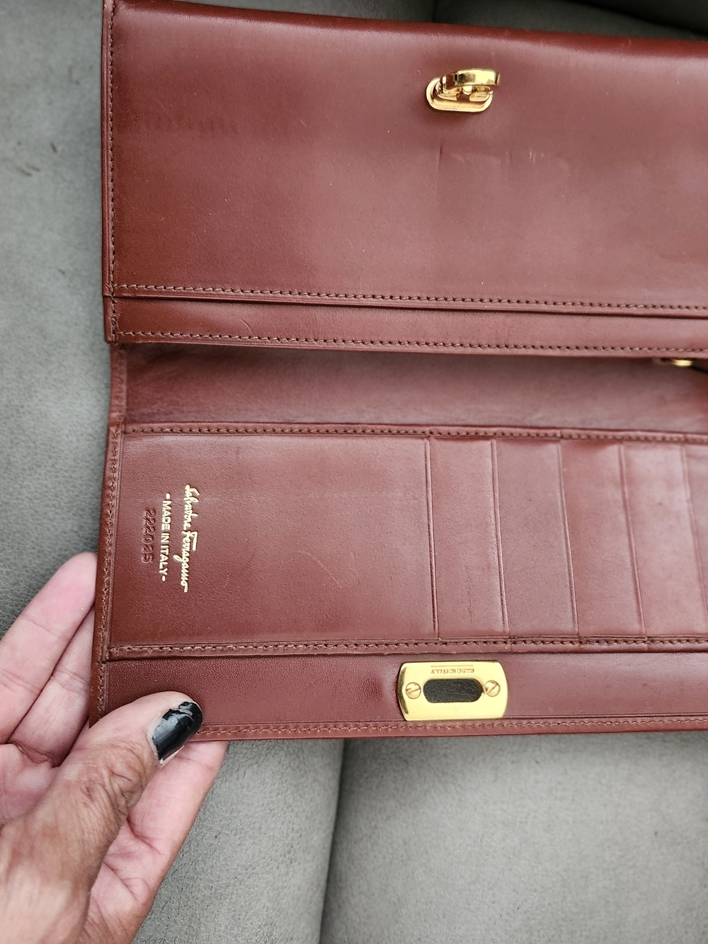 Salvatore Ferragamo Brown Leather Wallet with Gold Hardware - Picture 12 of 16